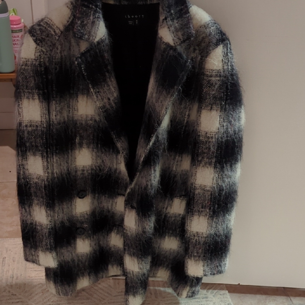 Theory Black And White Plaid Jacket